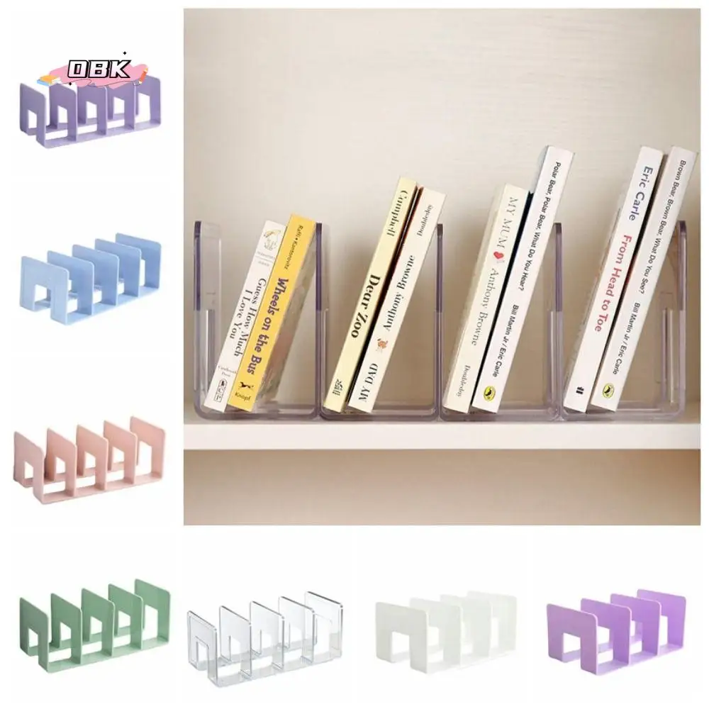 Acrylic Material Desktop Bookstand Morandi 3/4 Sections Divider Bookshelf Durable Transparent Desk File Sorter Stationery