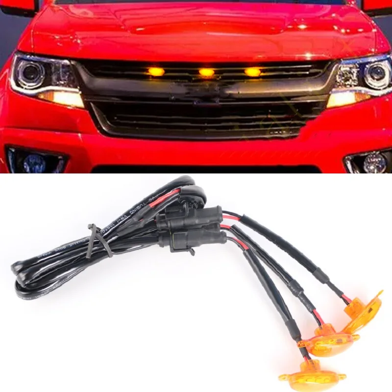 

NEW 3pcs APP/Remote Control For Chevrolet Colorado 2015 2016 Grille RGB LED Light Raptor Style Grill Trim Cover Car Accessories