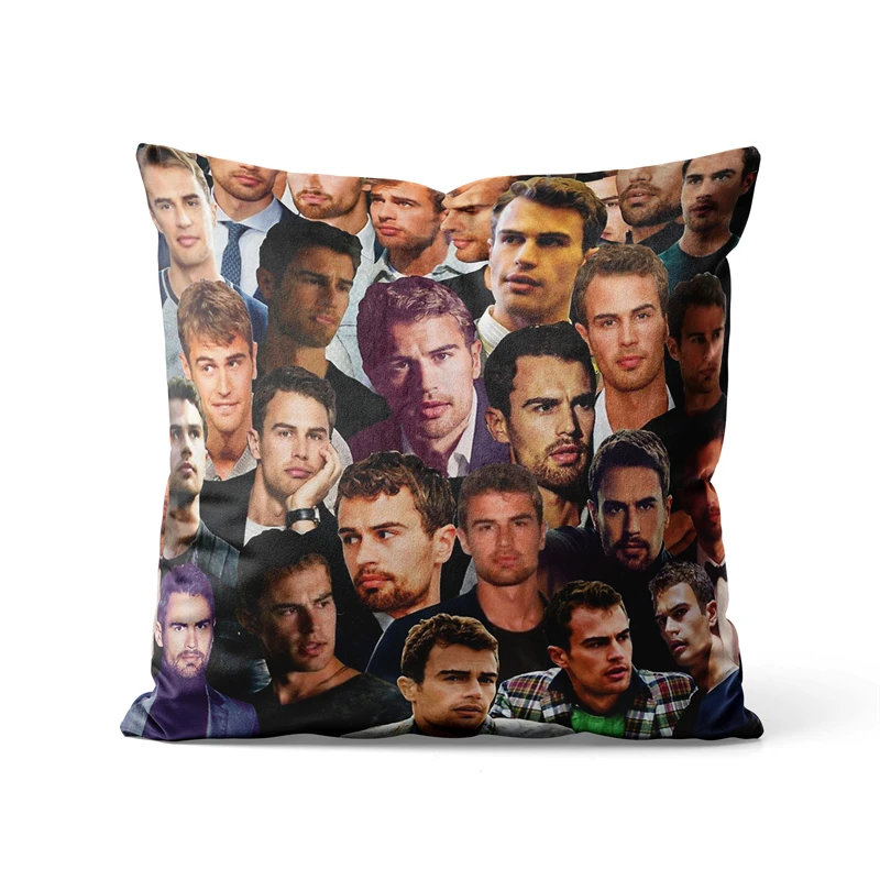 

Gaslight Gatekeep Girlboss Theo James Photo Collage Throw Pillow Covers Cushion Cases Pillowcases for Sofa 45cm x 45cm