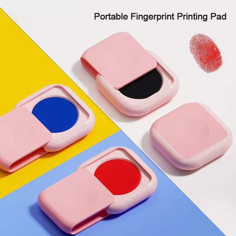 Almofada de impressão digital portátil pequena almofada de impressão de escritório financeiro bonito vermelho azul preto mão conta selo especial para tinta passada