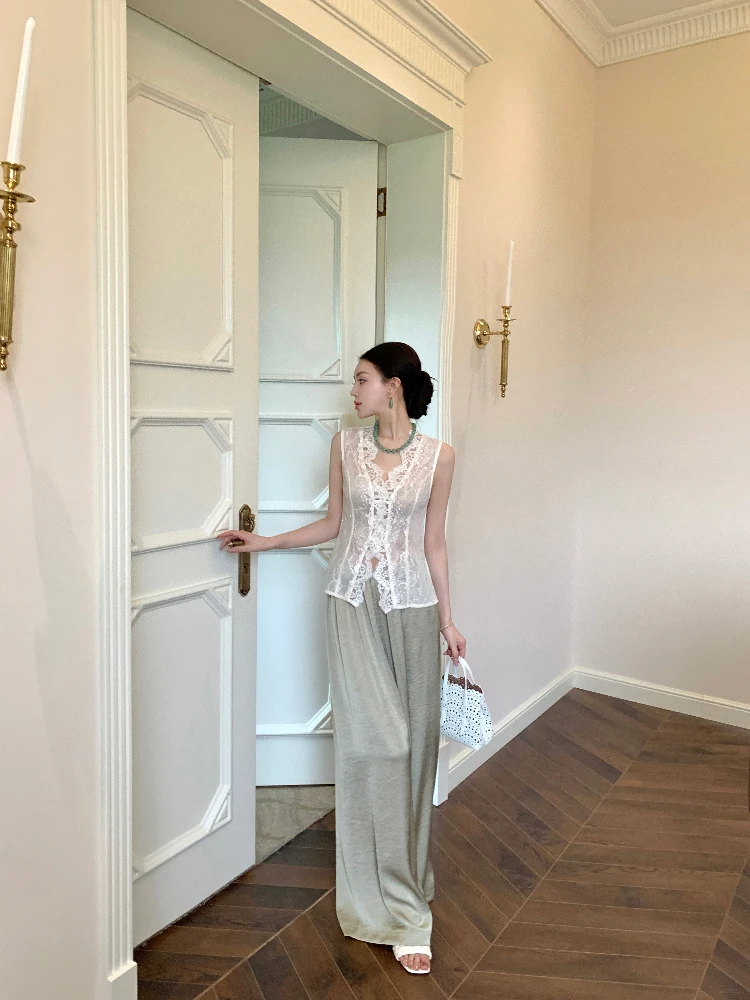 

Высококачественный кружевной укороченный топ для женщин, облегающий, в корейском стиле, для повседневной носки, с вышивкой и ажурным дизайном