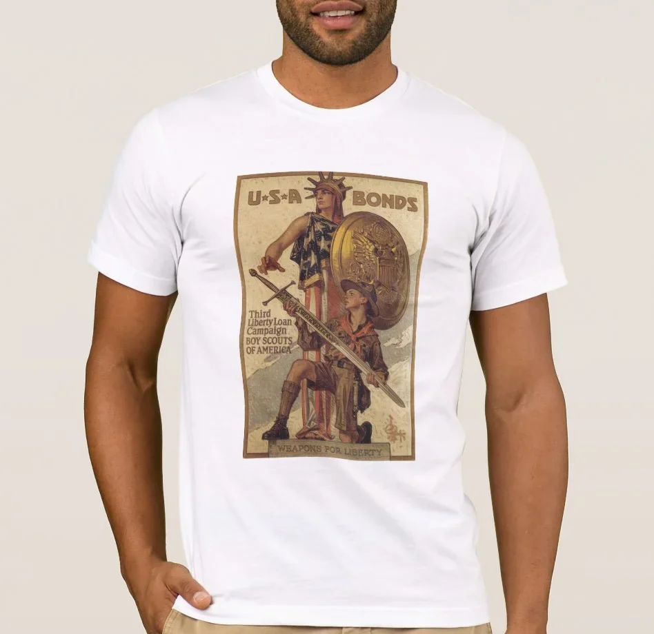 Buy Liberty Bonds WWI 1918 USA Bonds Poster T Shirt Columbia / Lady Liberty and USA Boy Scout