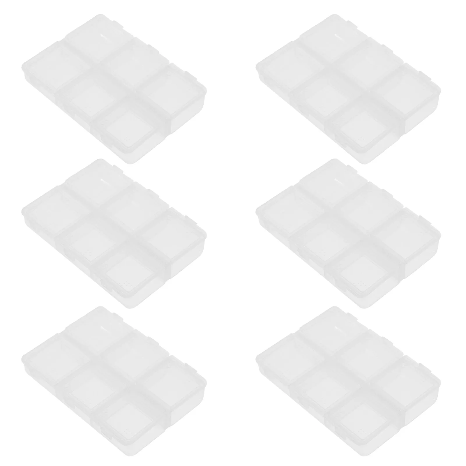6Pcs 6-Cell Pill Containers Sundry Gum Earphone Cord Cases with Braille Labels Impact Resistant Portable Medicine