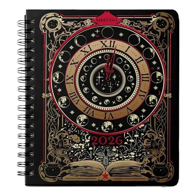 

Waiting For The Night 2026: Еженедельный планировщик Spiral Dated Weekly Planner, январь-декабрь, 21x15 см, твердый переплет, с наклейками и закладками