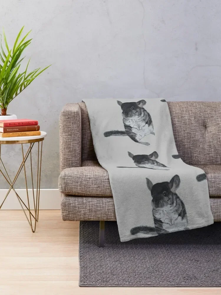 Grey Chinchilla Watercolor Throw Blanket Decoratives Extra Large Throw Luxury warm for winter Blankets