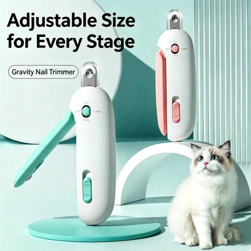 Pet Nail Clippers with Safety Guard, Adjustable Aperture Cat Claw Cutter made of Stainless Steel & ABS, Precision Trimming