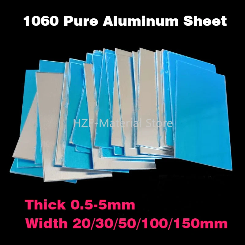 

1-10Pcs 1060 Pure Aluminum Sheet Thick 0.5 - 5mm Thin Aluminum Alloy Plate Width 20mm 30mm 50mm 100mm 150mm