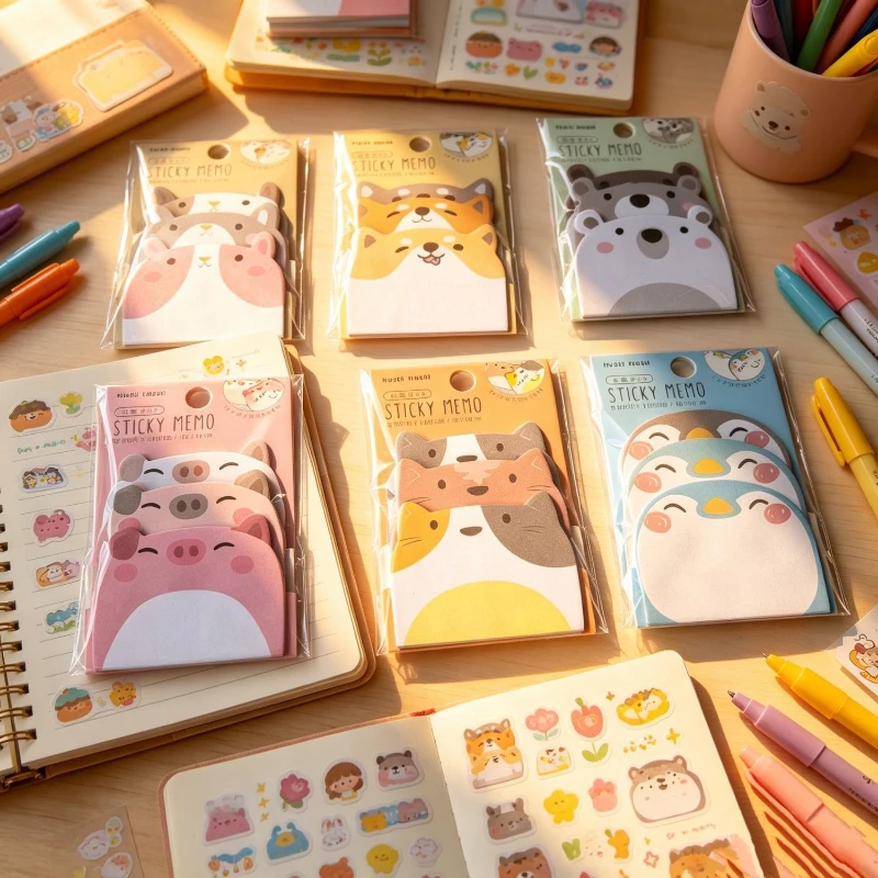 School Supplies Cartoon animal combination notes special shaped sticky cute index stickers sticky strong children's stickers