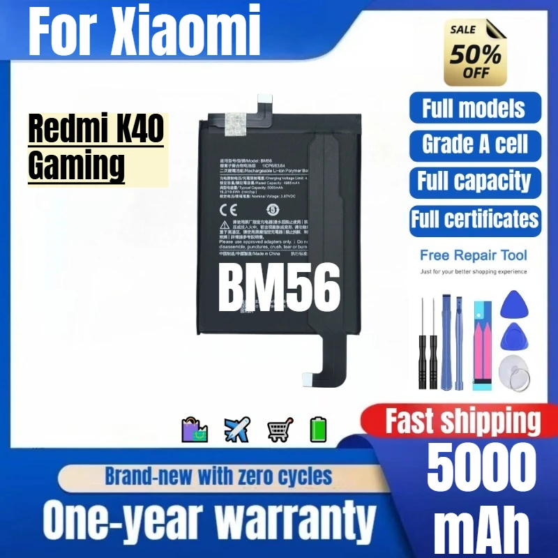 BM56 for Xiaomi Redmi K40 Gaming Phone Battery 0 Cycle High Quality High Capacity  Replacement Bateria Grade A Cell with Tools