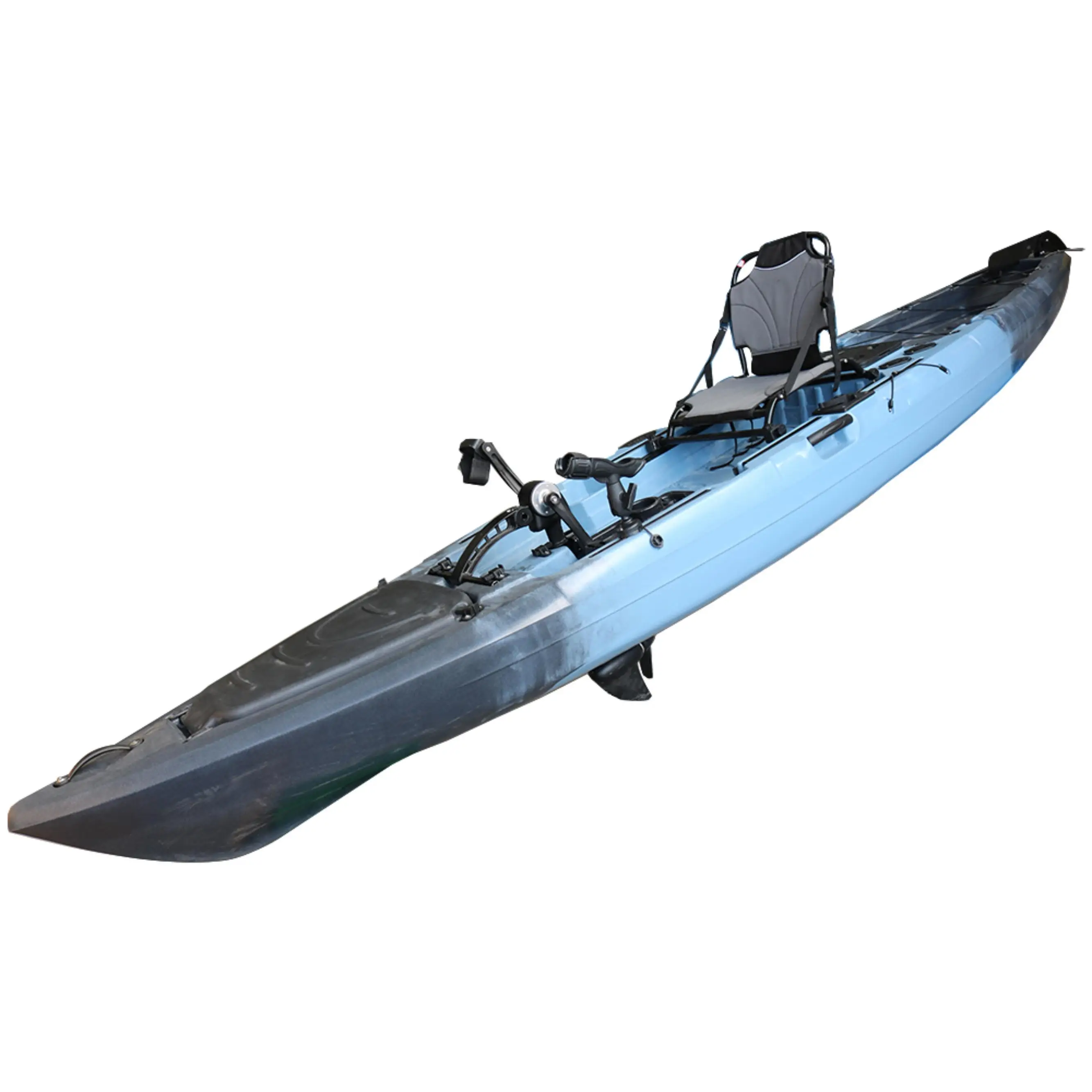 Kayak da pesca personale con sedile singolo da 13,6 piedi con pedale in plastica dura Kayak seduto sulla parte superiore