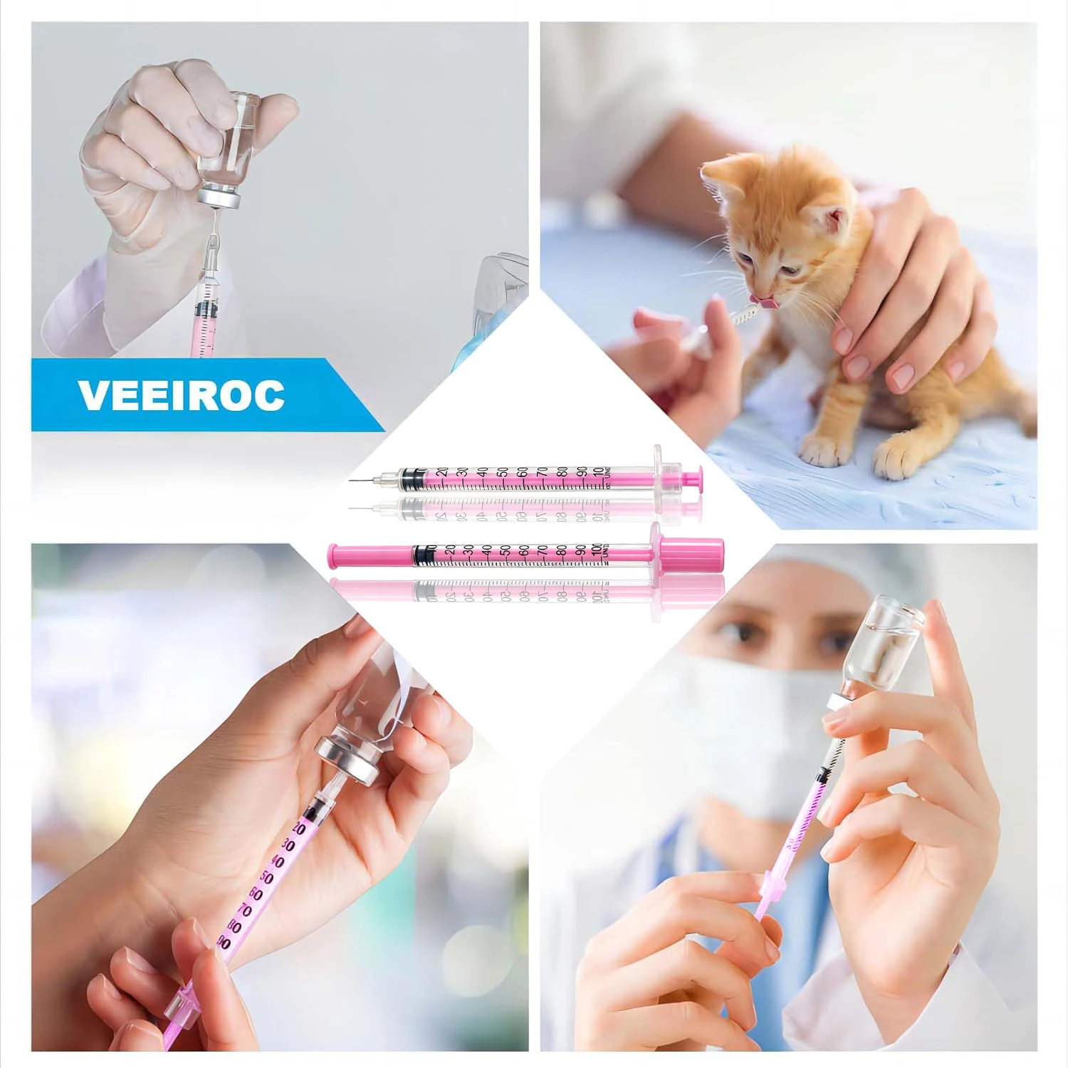 25/100 Stück 1ml/30G-31G/8mm Insulinspritze mit ultrafeiner Nadel – Steril, einzeln verpackt, rosa Kappe, Präzision für niedrige Dosen – Detail 4