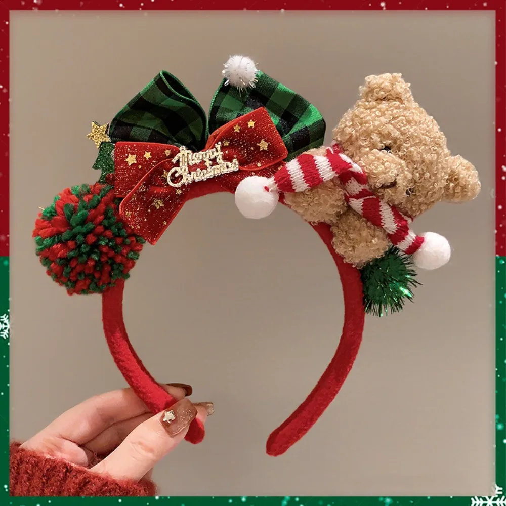 

Christmas Decoration Christmas Headband Santa Elk Hair Hoop Antlers Headband Reindeer Party Dress Up Plush Bow Red Hair Band Men