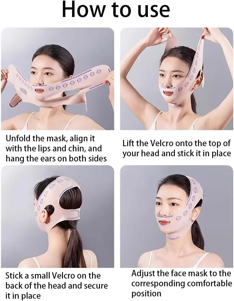 ผ้าพันหน้าเรียว V-Shape ยกกระชับใบหน้า ลดริ้วรอย สายรัดหน้ากากนอน ช่วยให้หน้าเรียวสวย อุปกรณ์เสริมความงาม