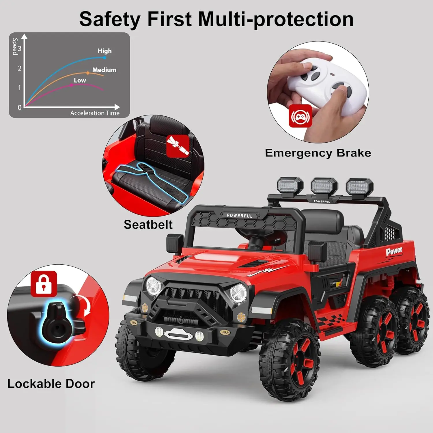 リモコン付き子供用乗用車、24Vバッテリー駆動の電動自動車、4つのモーター、バッテリー表示、音楽、3段階の速度調整機能付き