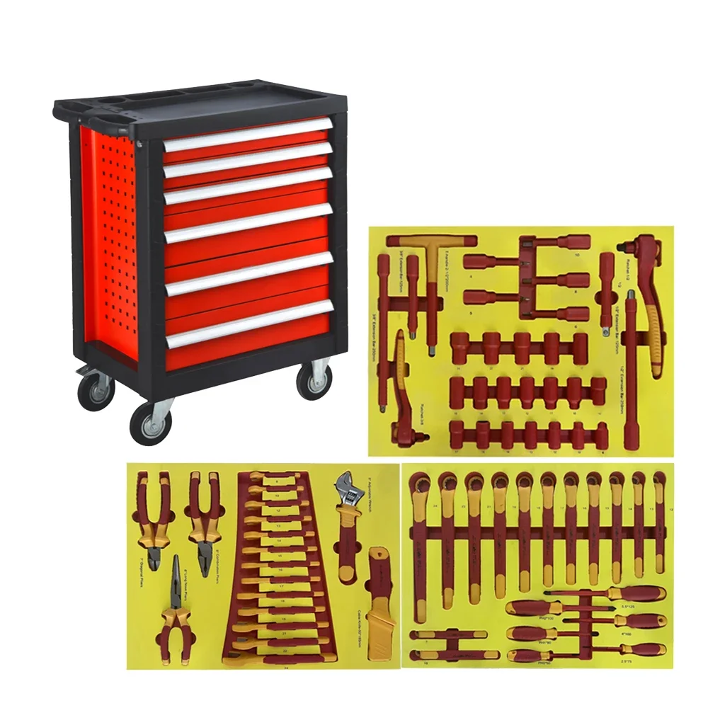 

71PCS New Energy Electric Vehicle Insulated Tool Sets With Tool Cart For Car Repair VDE 1000V