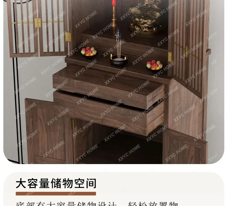 Solid Wood Buddha Niche New Chinese Style Clothes Closet Cabinet Buddha Cabinet Worship Table Altar Cabinet