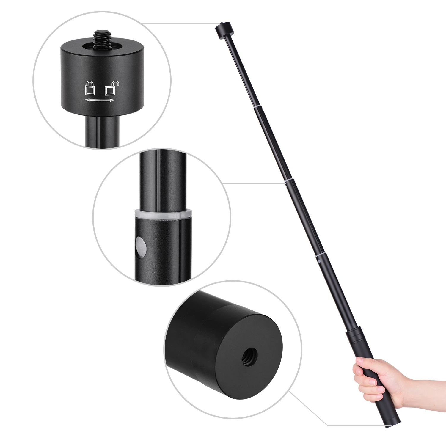 Telescopic Stabilizer Extension Rod Max. Length 73cm Aluminum Alloy Pole with 1/4 \