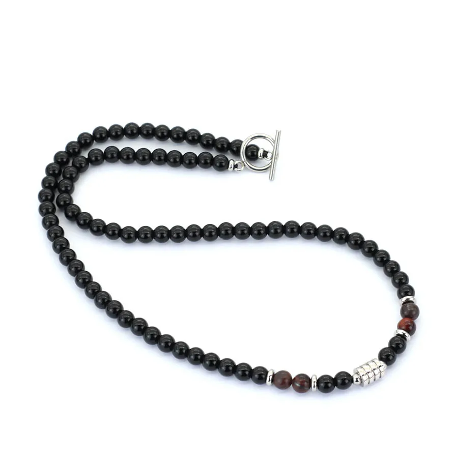 Modische 18-Zoll-Herrenhalskette, 3 Farboptionen, 6 mm Obsidian-Tigeraugen-Stein, Halsaccessoire, perfektes Geschenk für Ihn, Heilschmuck – Detail 6