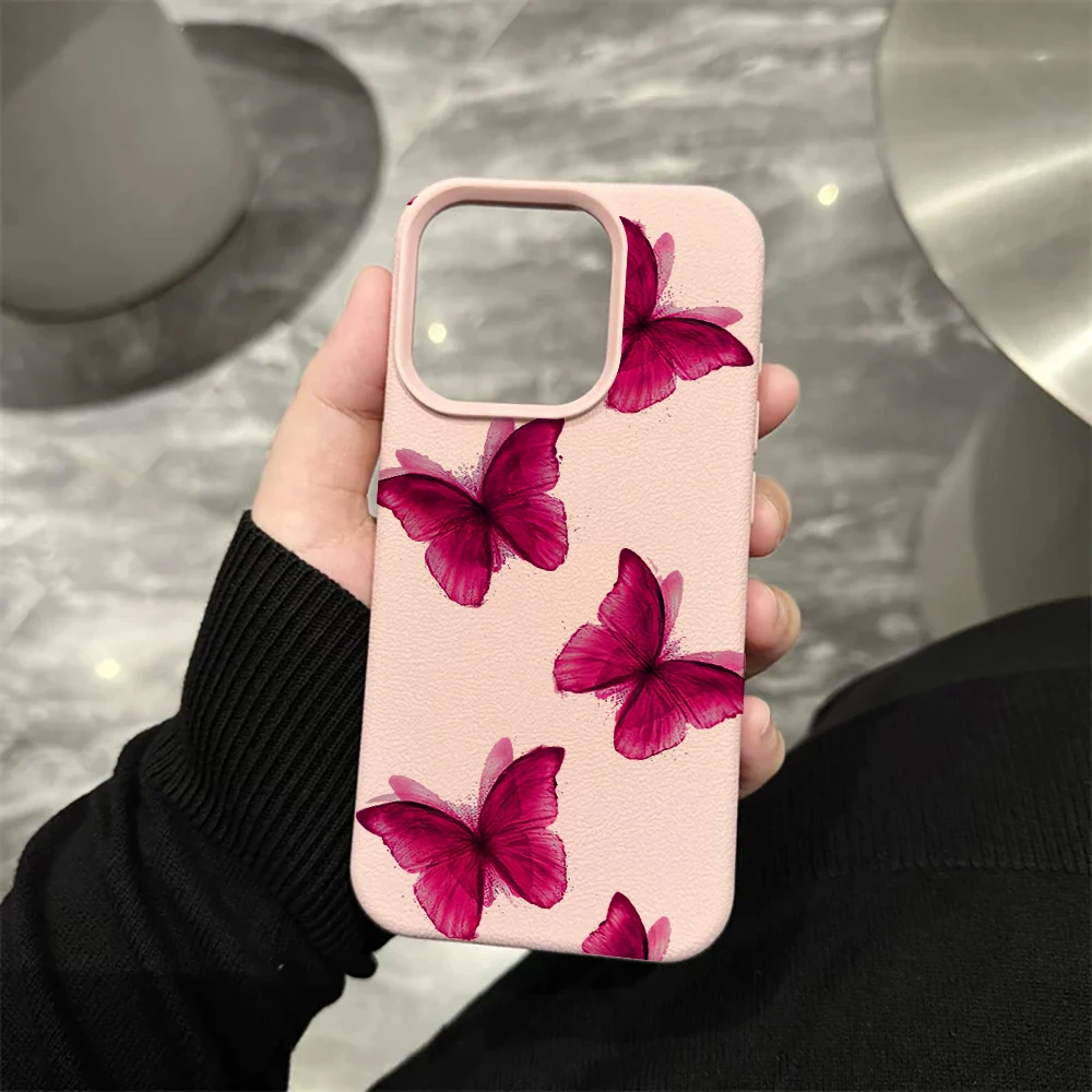 Fuchsia Schmetterling Handyhülle für iPhone 17 16 15 14 13 12 11 Pro Max 16 15 14 Plus 17 16 15 14 13 Pro 17Air Silikon Matte Hülle – Detail 7