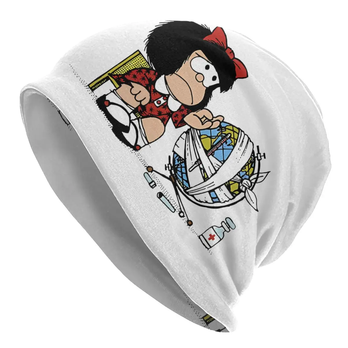 Bonnet Hats Mafalda Cartoon Men Women's In The World Comic Fanart Thin Cap Hip Hop Skullies Beanies Caps