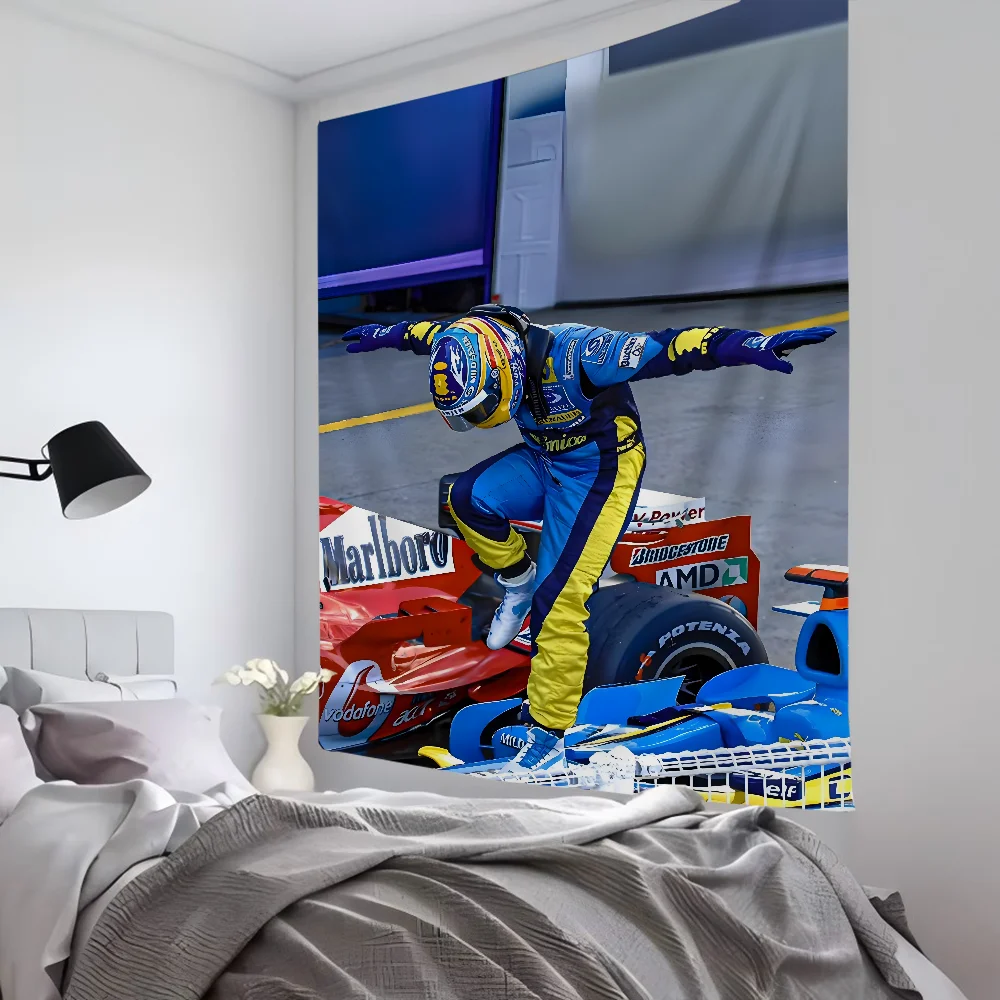 1 قطعة الرياضة التنافسية الكلاسيكية F1 لاعبين فرناندو ألونسو نسيج غرفة ديكور قماش صوفي حفلة معلقة خلفية غرفة الطفل #2