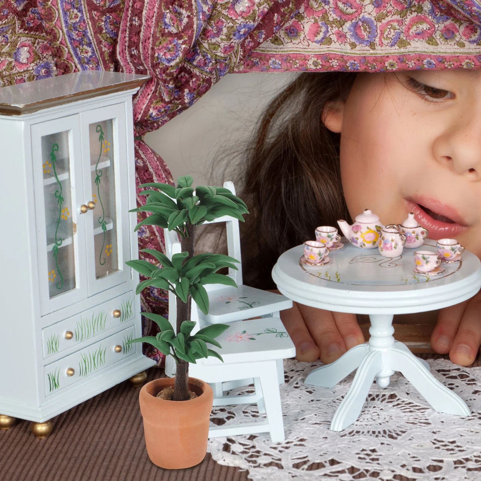 Puppenhaus Reichhaltiger Baum Künstliche Topfpflanze Simulation Mini Modell Miniatur Pflanzen Bonsai Dekor Zubehör Faux