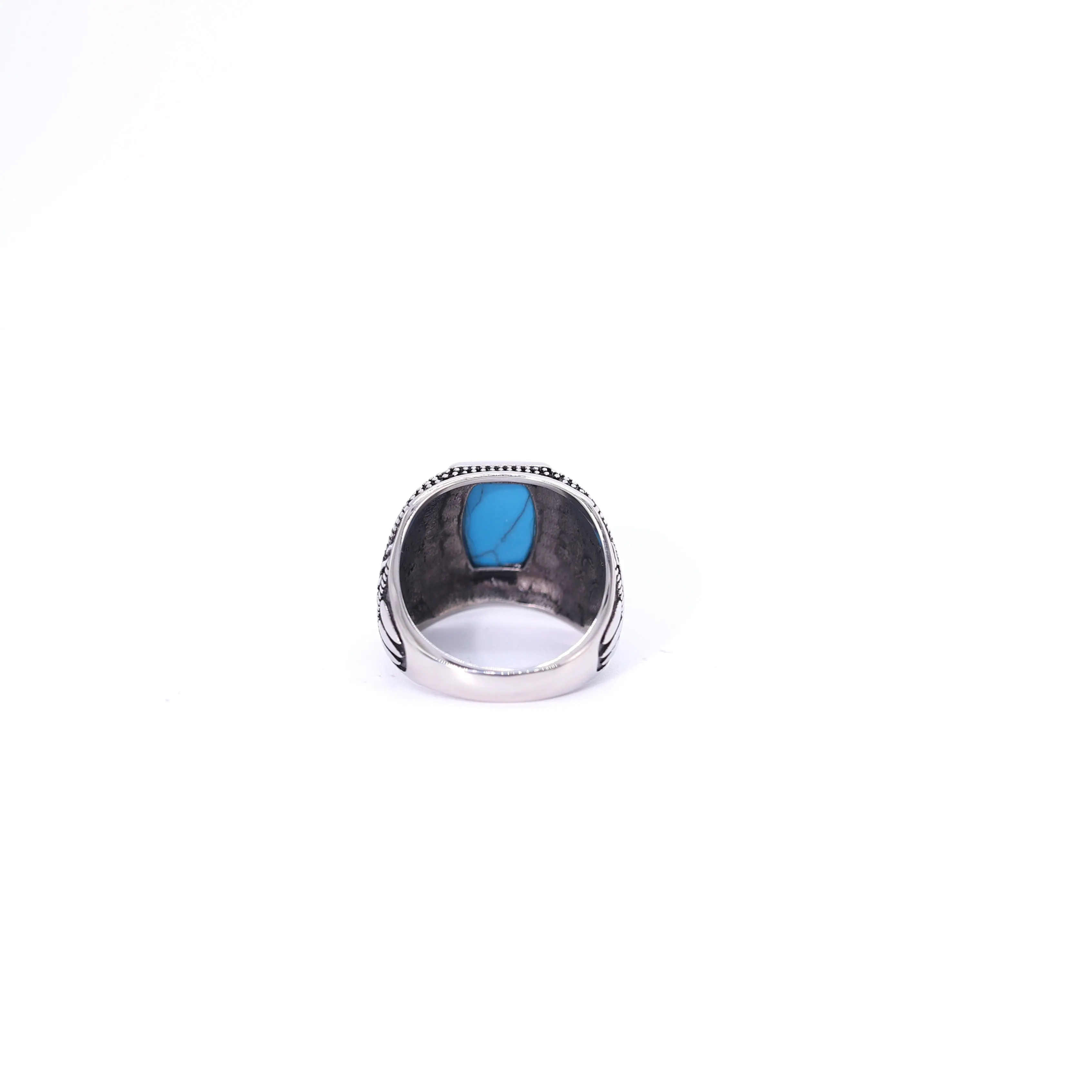 Factory direct spot square blue stone stainless steel ring gift ring for men