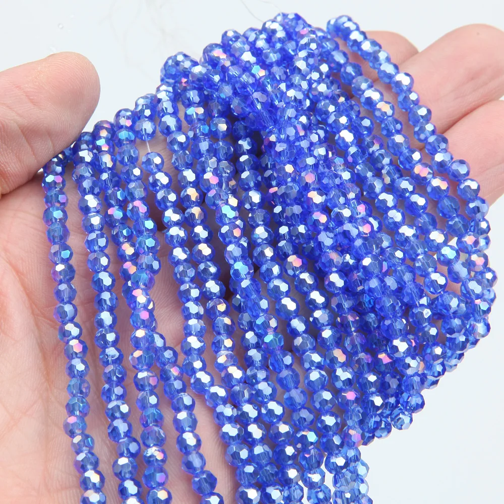 4mm 96pcs Glass Beads for Jewelry Making  Bracelet for Women Make Charm Multi Faceted Smooth Shiny Glass Beads DIY Accessories