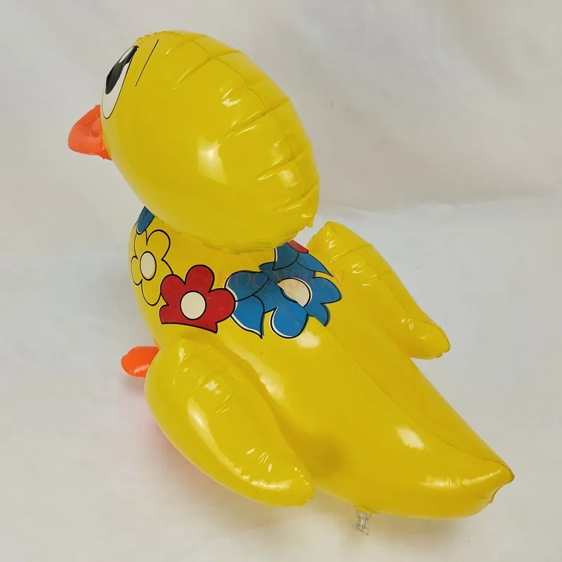 Pato inflável com flores, pato inflável fofo e pequeno com animal, brinquedo de pvc, modelos de animais para crianças