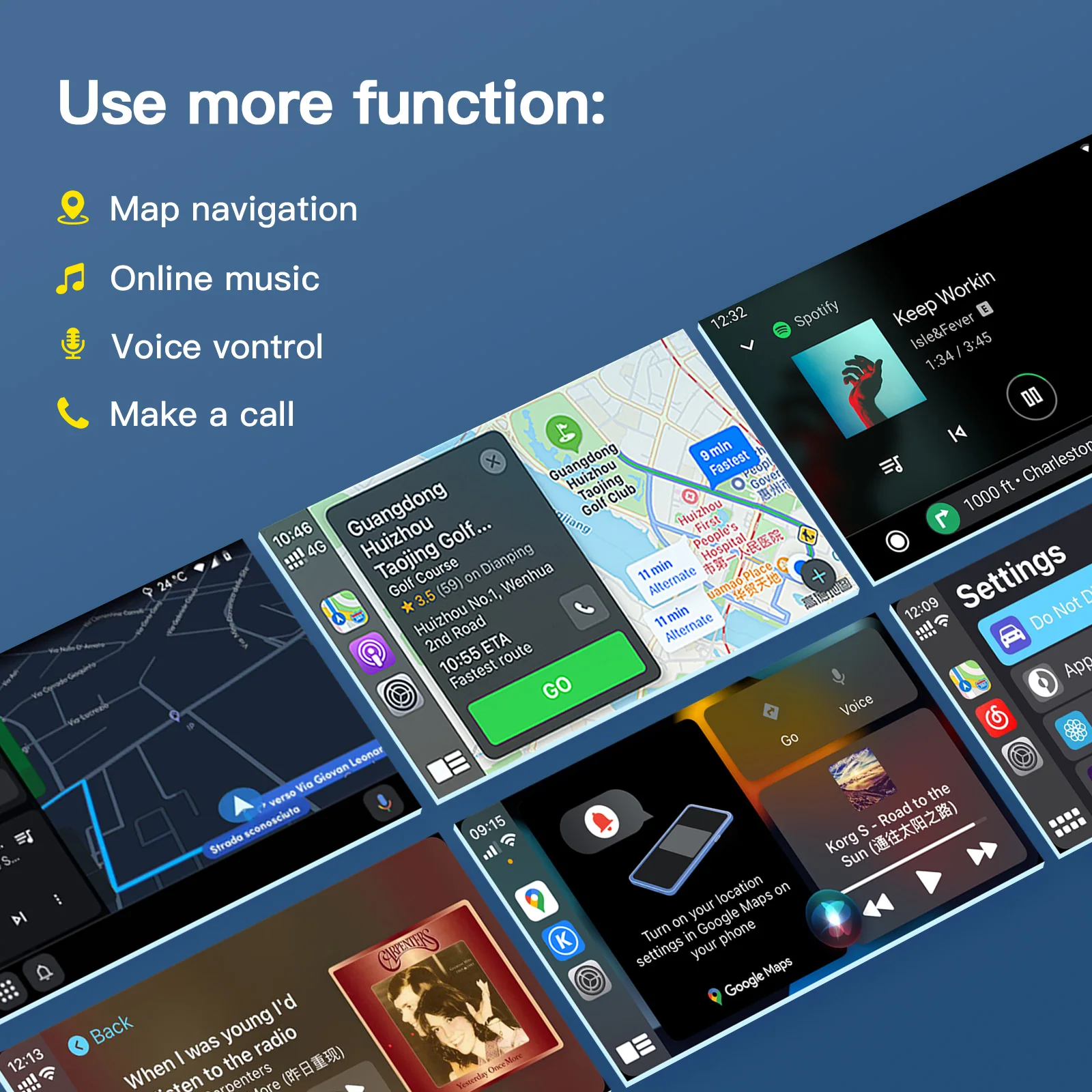 AUTOABC – Module multimédia sans fil CarPlay Android Auto, pour système Toyota Touch2 Entune 2.0, prend en charge Highlander,Tundra,Sienna