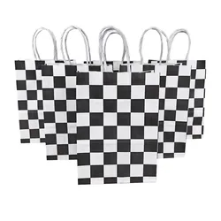 Black and White Checkered Gift Paper Bag with Handle Racing Car Birthday Party Supplies Boy Racing Car Party Favors