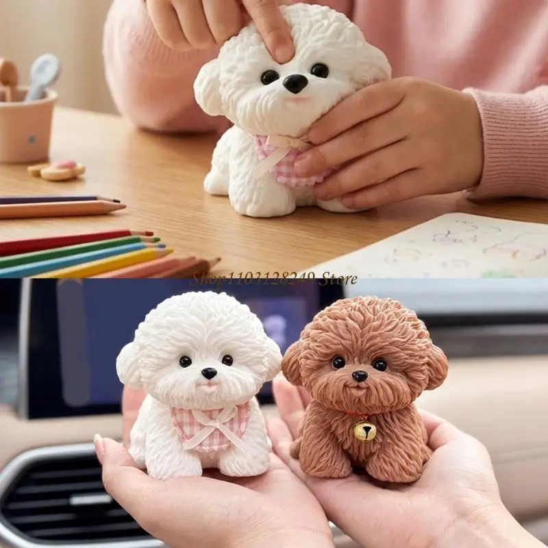 N5KD Sitting Puppy Ornament for Vehicle Interiors and Indoor Displays