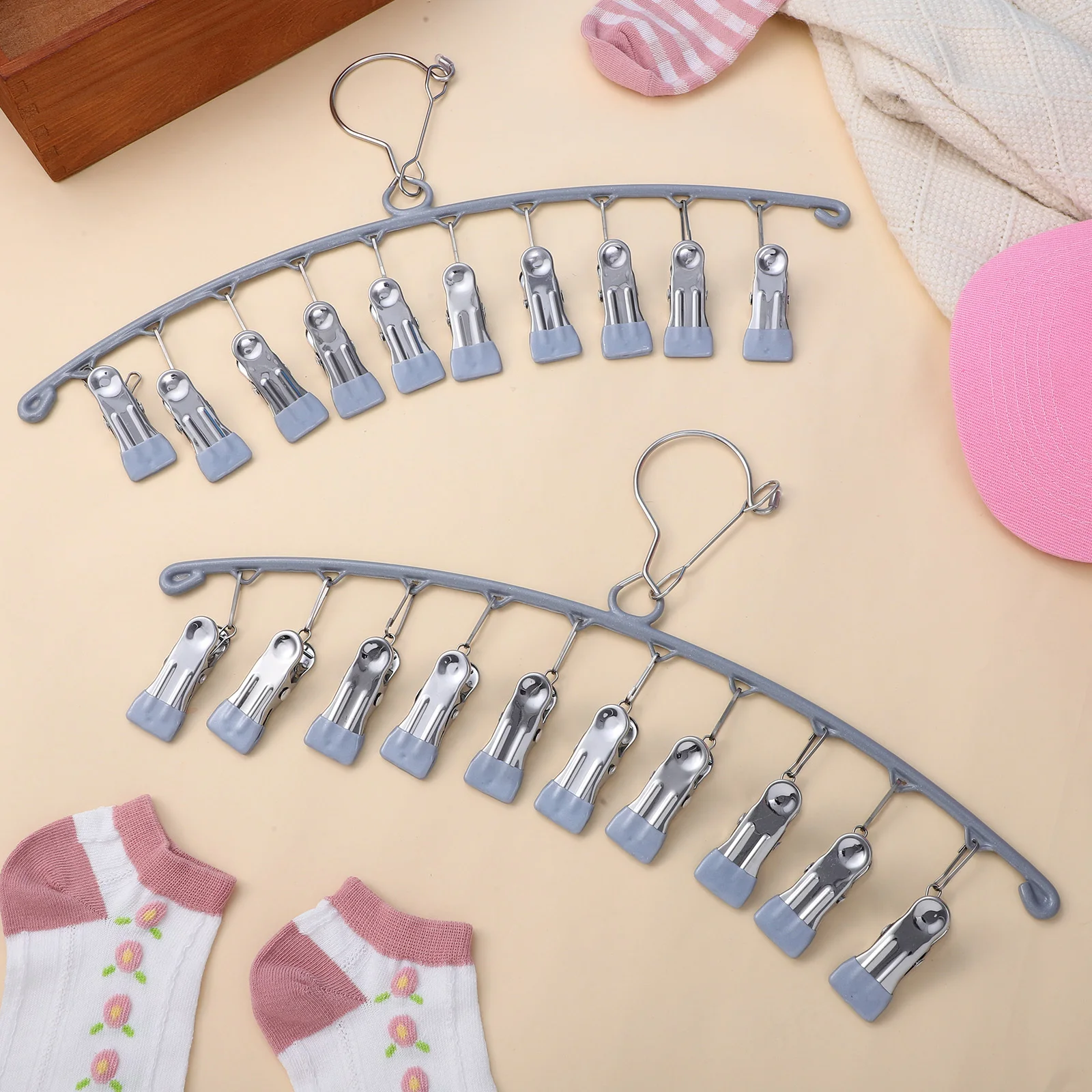 2 قطعة جورب تجفيف الرف مقاطع الفولاذ المقاوم للصدأ الشماعات الفضاء إنقاذ قبعة المنظم رف الغسيل مجفف الملابس جورب مجفف شماعات