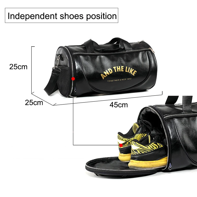 Men Gym Bag PU Leather Bags Striped Basketball Training Fitness Tas Travel Luggage Handbag Sac De Sport For Women Yoga