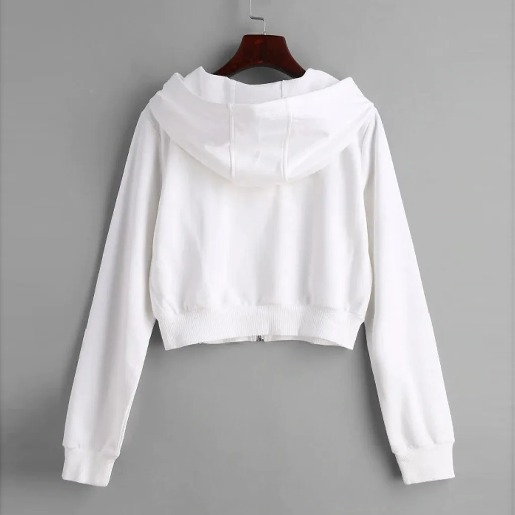 

Women Hoodies Long Sleeve Zip Sweatshirt Vintage Autumn Jacket Blouse White Sweater Zipper Oversized Hooded Harajuku Tank Top