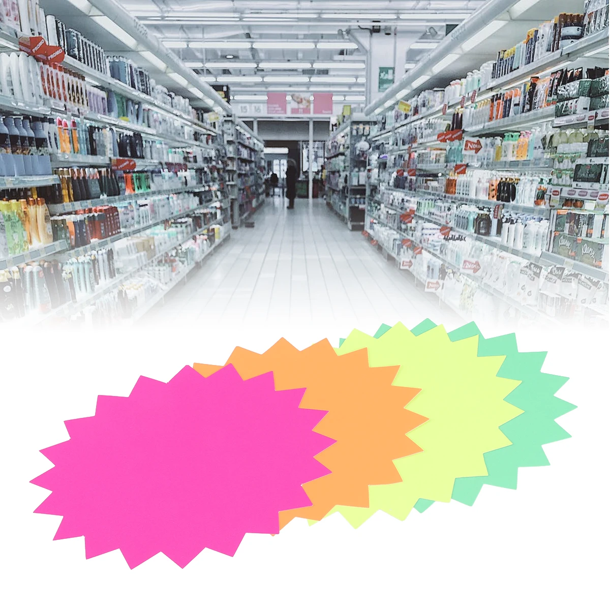 

80Pcs Ecofriendly Explosion Sticker Signs Blank Advertising Paper Supermarket Price Tag Yellow Green Pink Orange