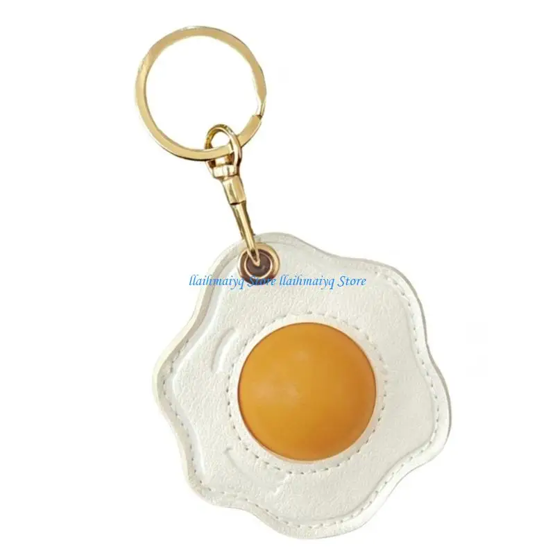 573B Fashionable Cartoon Eggs Inspired PU Leather Keychain With Strong Metal Hook