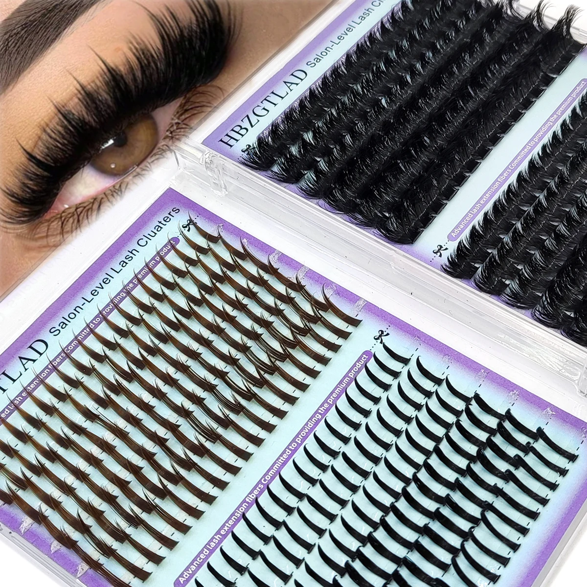 HBZGTLAD 60D-180D Volumen-Wimperncluster mit Spikes, Einzelwimpern-Cluster-Extensions, DIY Fairy/Manga-Stil – Detail 5