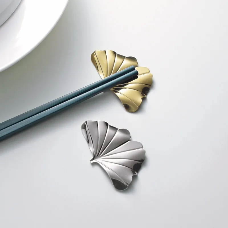 304 Stainless Steel Fork Spoon Chopstick Pillow Dining Tablesetting Spoon Holder Creative Ginkgo Leaves Public Chopstick Holder