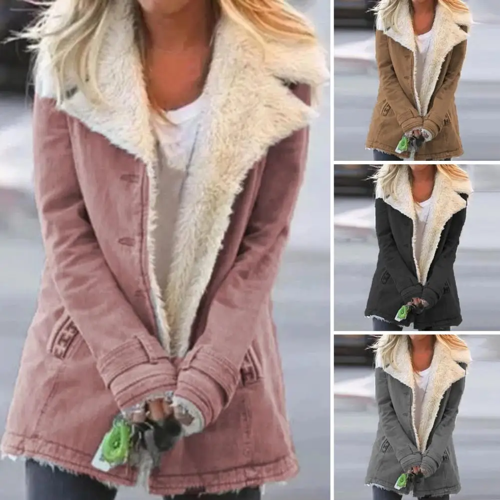 Winter Plush Lamb Wool Warm Jacket Women\'s Plush Fashionable Lapel Jacket Winter Warm Jacket