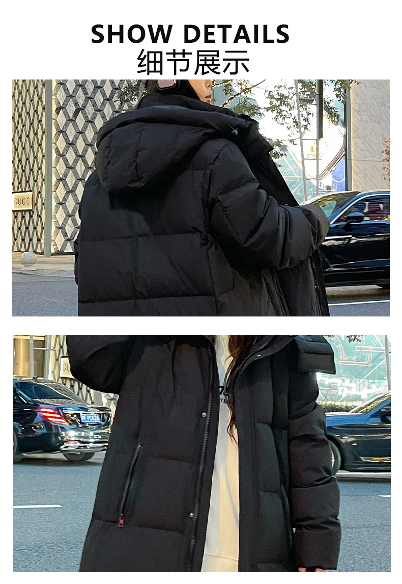 Zipper Down Coats Men Hooded Jackets Down Coat Cardigan Covered Button Outerwear Winter 2025 High Street Pockets Spliced