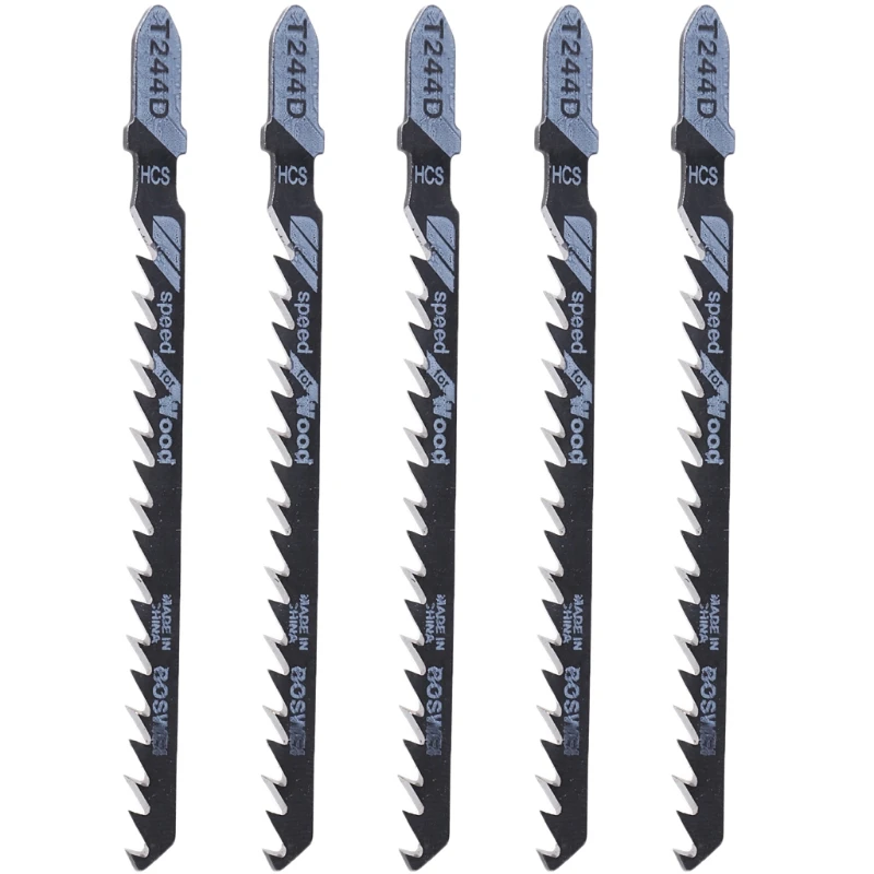 5 ชิ้น T244D HCS T-Shank จิ๊กซอว์โค้งใบมีดตัดเครื่องมือสำหรับตัดไม้อย่างรวดเร็ว