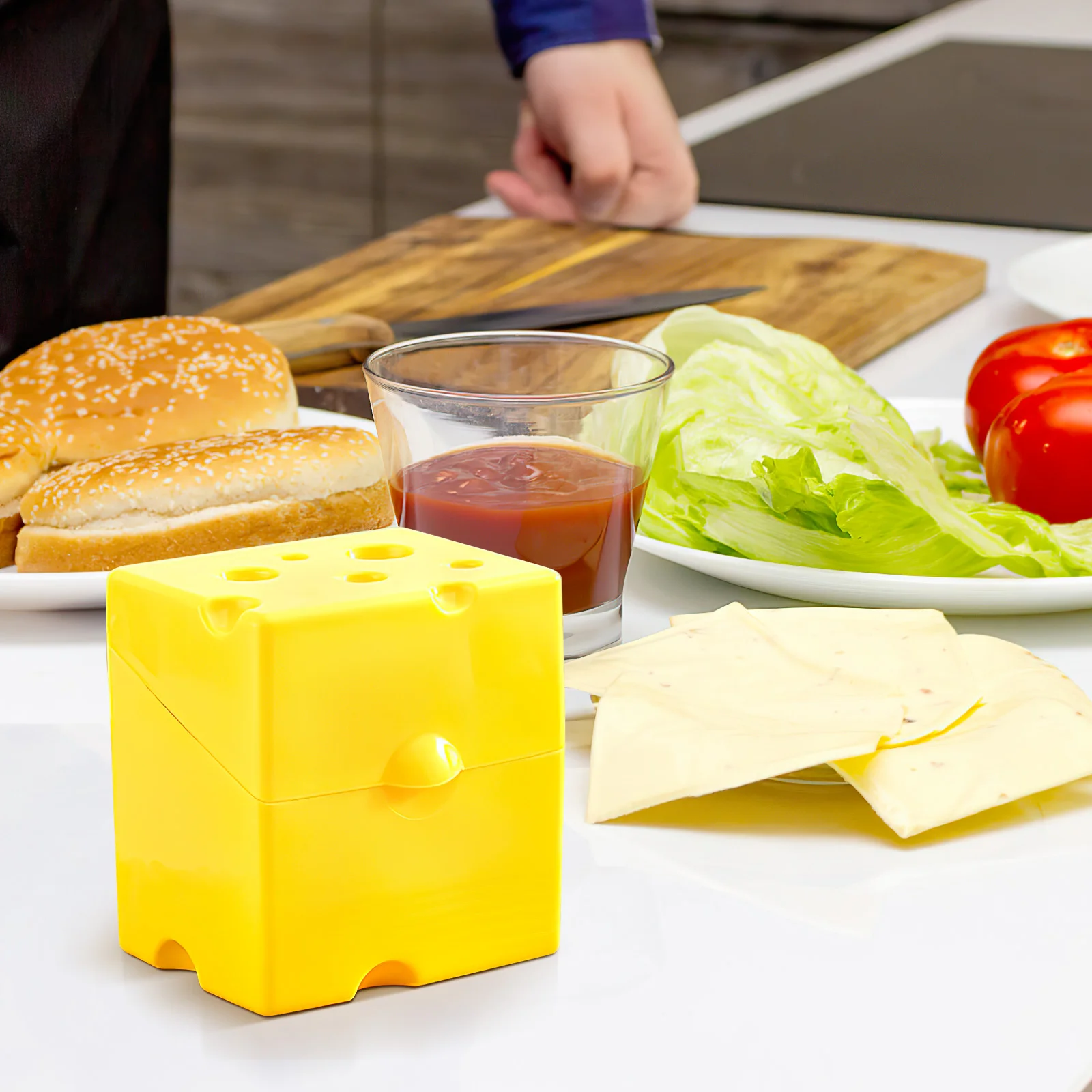 Récipients alimentaires avec couvercles tranche de fromage bac à légumes réfrigérateur stockage petites boîtes beurre cuisine Design cas jaune voyage