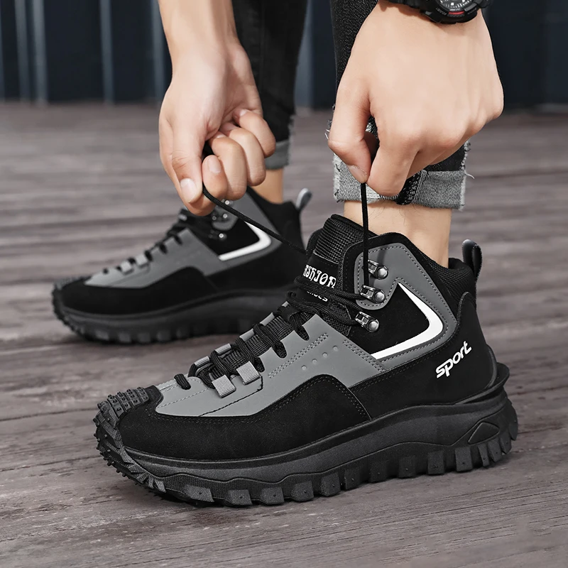 Herren-Oxford-Stiefel mit Komfort-Innenfutter, Dicken Sohlen für Zusätzliche Höhe und Langlebigkeit, Geeignet für Outdoor-Aktivitäten, Camping, Wandern und Bergsteigen – Detail 11