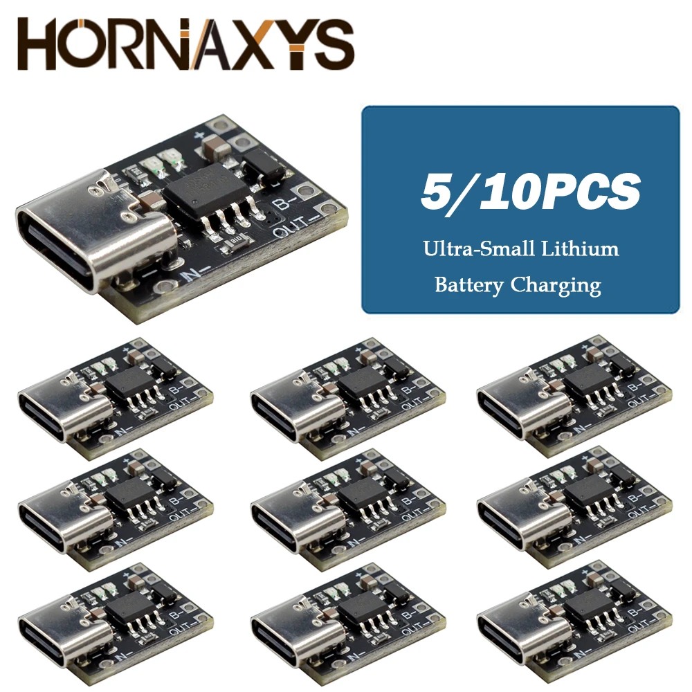 5/10pcs Ultra-Small Lithium Battery Charging Panel 1A Ternary Lithium Battery 3.7V4.2V Charger Module Type-C Protection Board