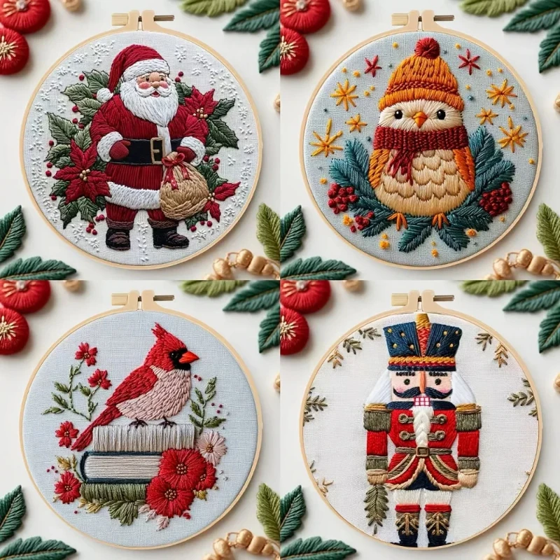 

Christmas hand-embroidered material kit is a diy material kit suitable for beginners. It features a series of material kits