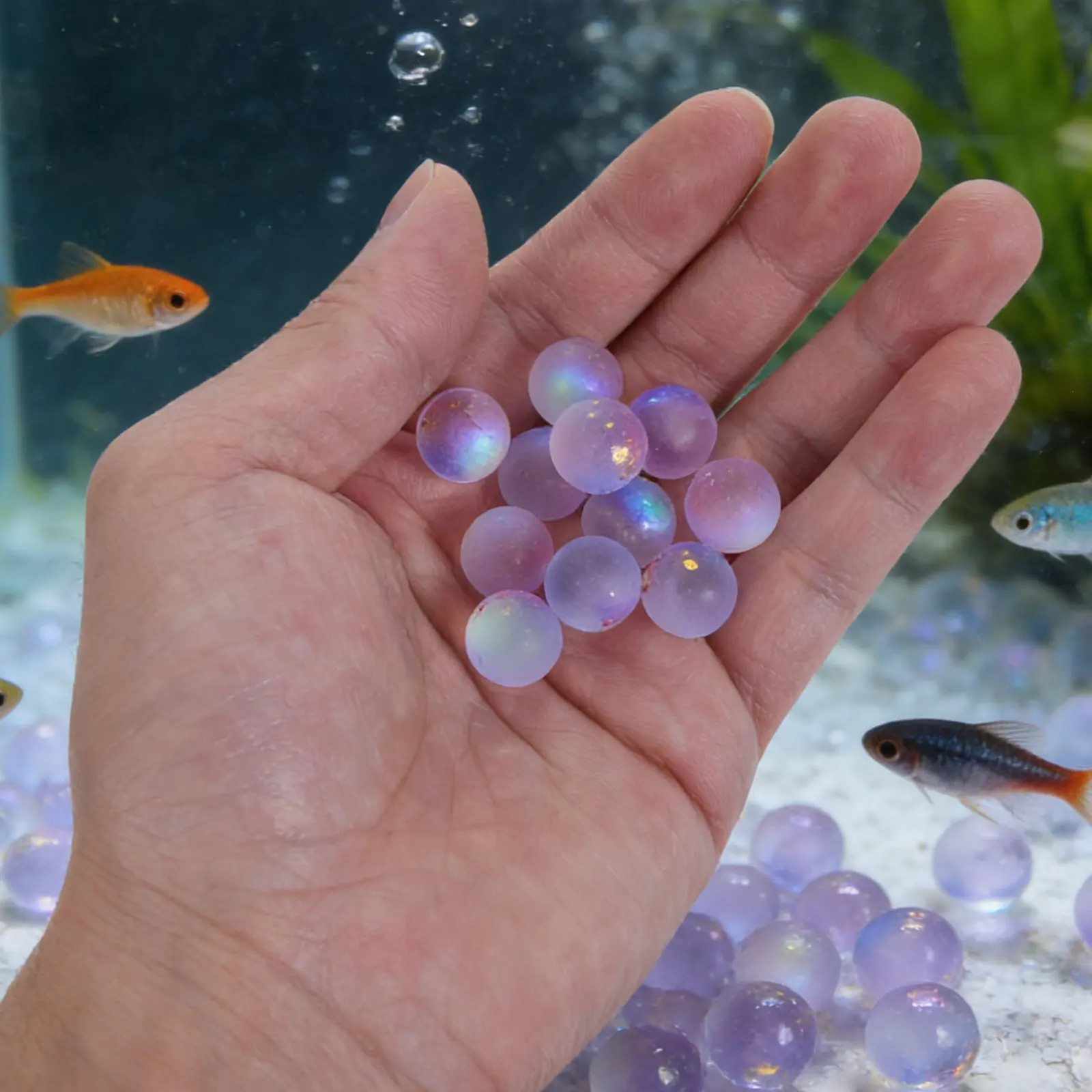 

50Pcs Purple Glass Marbles for Vase Filler and Aquarium Decor Solid Color Crystal Clear No-Hole Fish Tank Accessories Decorative