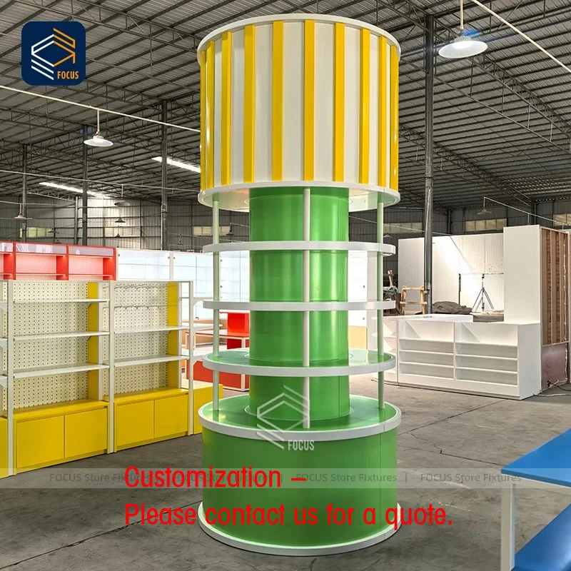 custom.Custom Colorful Retail Circular Display Stand Multi Layer Round Shelving Unit Central Display Fixture