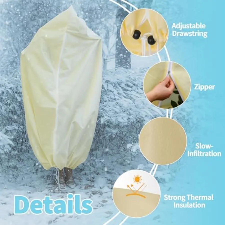 Plant Covers Freeze Protection 2 Pack 47.270.8 with Zipper and Drawstring Frost Cloths for Outdoor Garden Plants Tree Potted Wi
