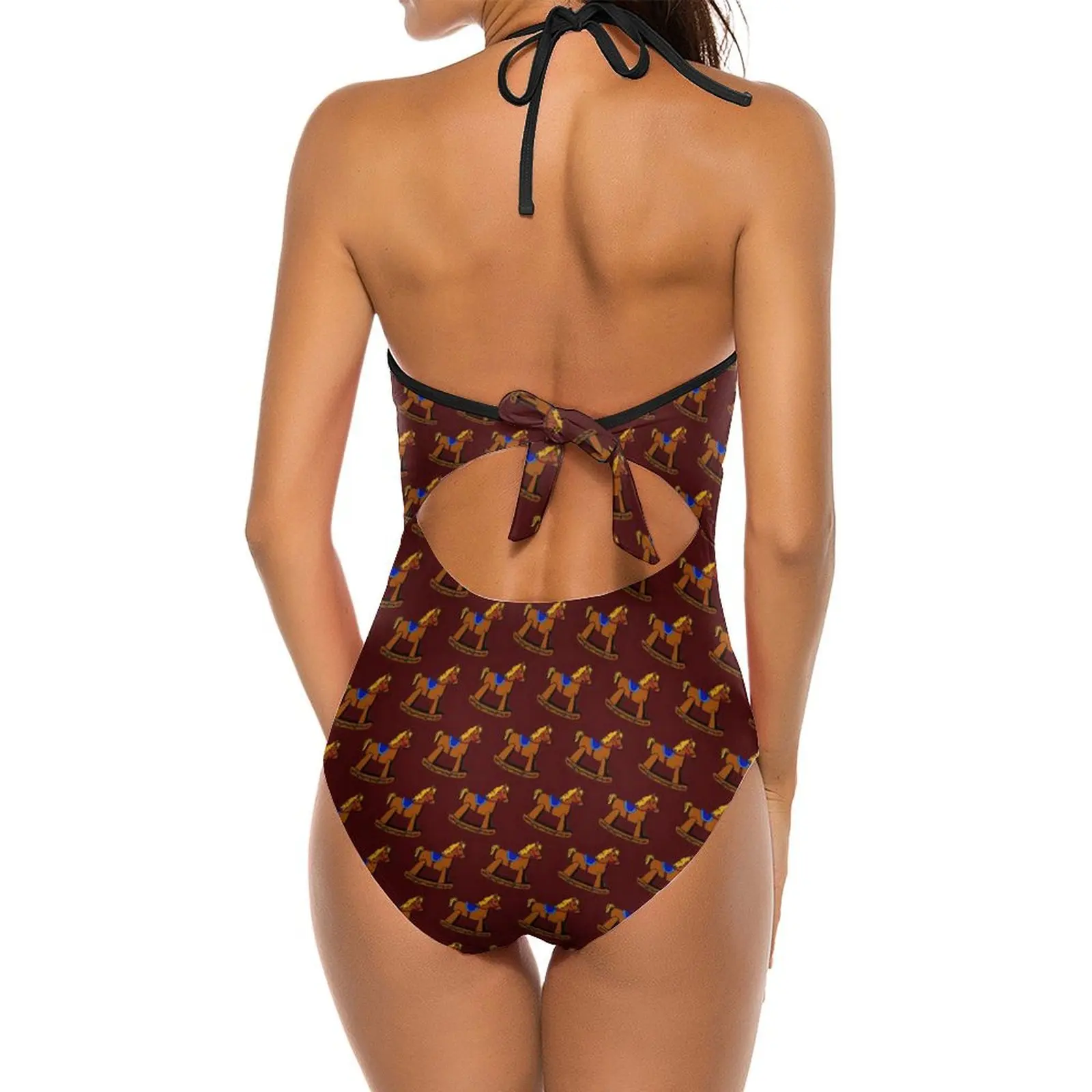 عيد الميلاد هزاز الحصان ملابس السباحة الحيوان طباعة رفع ملابس السباحة قطعة واحدة عالية قطع Monokini مثير الملونة ارتداءها حجم كبير